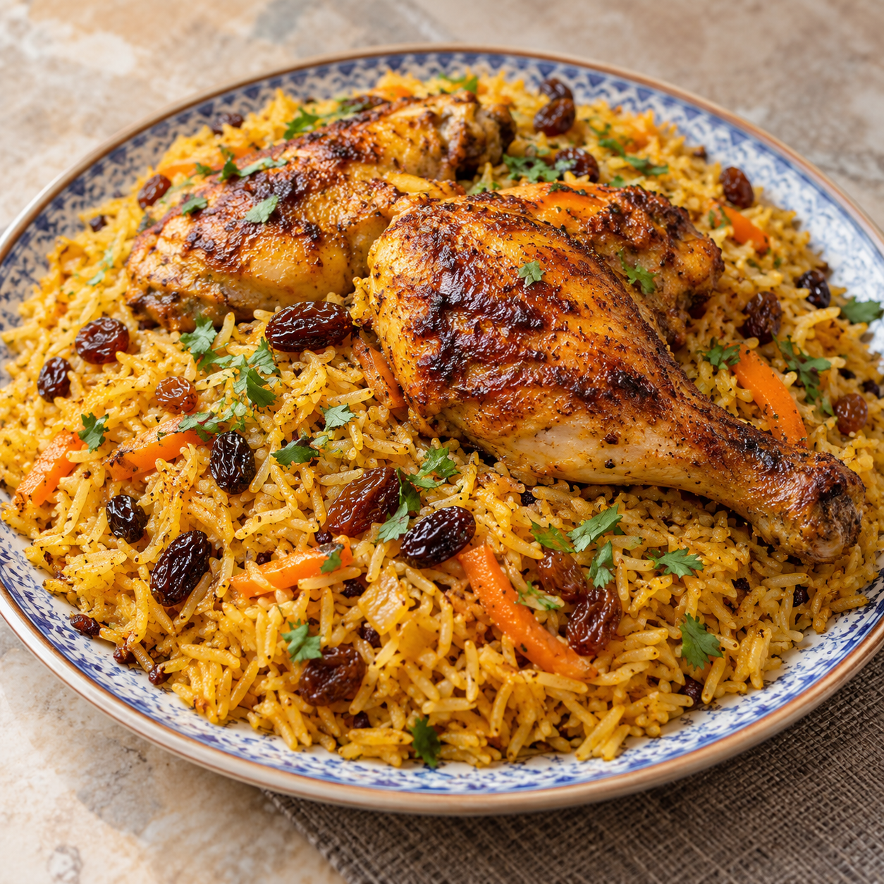Bariis iskukaris from a sample Somali restaurant menu
