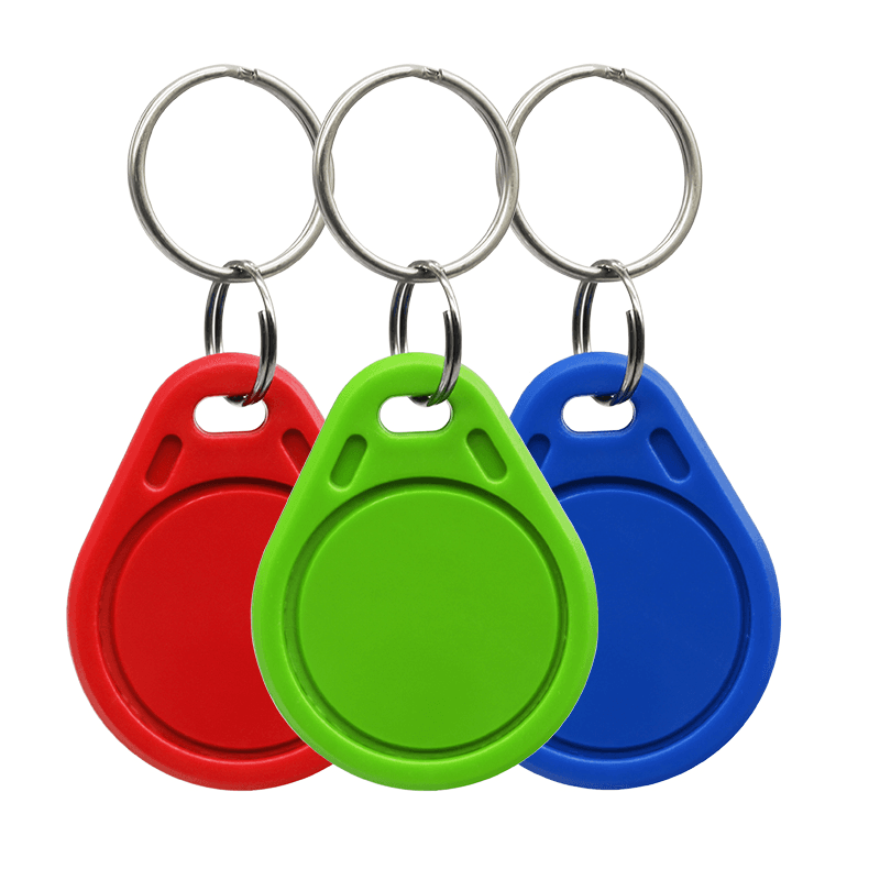 Colorful NFC key fobs on split key rings